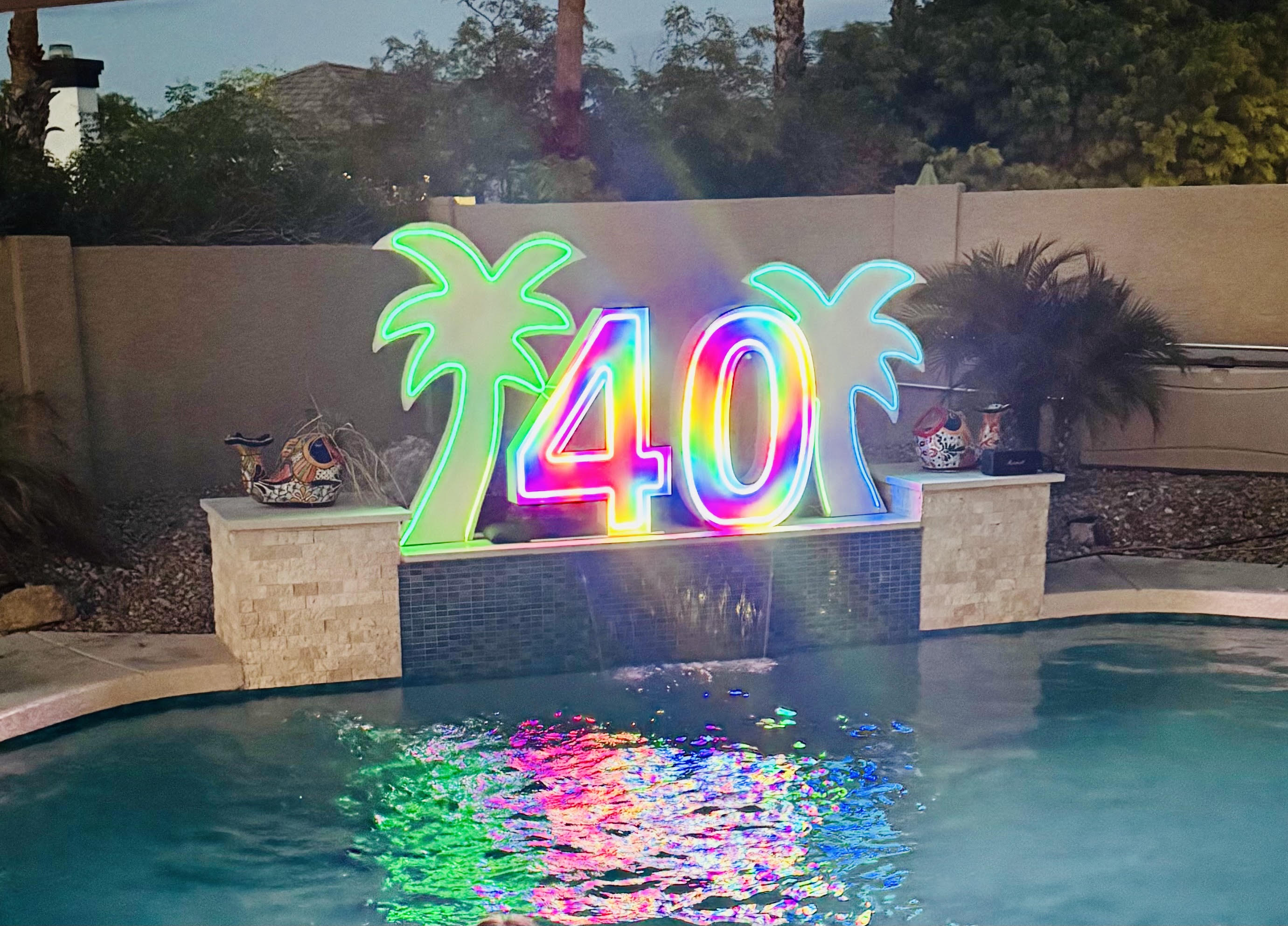 Fabulous 40th with custom LED palm trees!!!