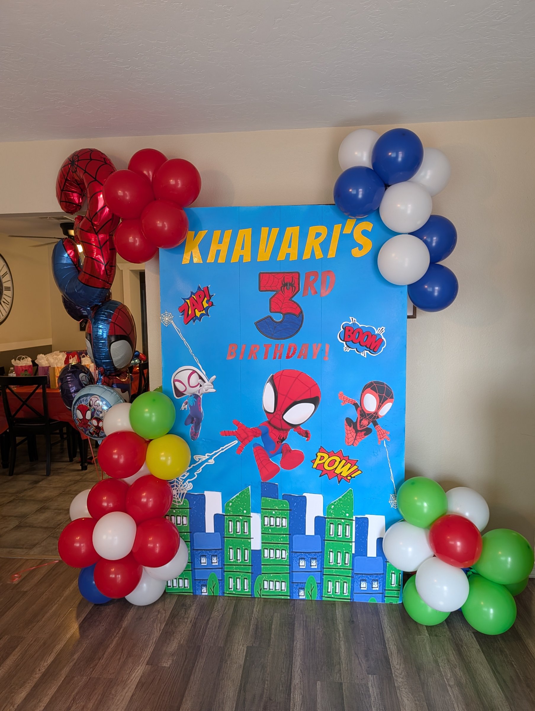custom backdrop with balloon accents